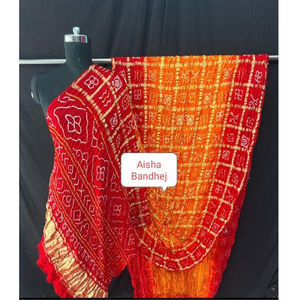 Elegante Sari Indio de Seda Gajji Bandhani Ghatchola para Novia, Sari Indio de Seda Gajji Ghatchola de Calidad de Exportación por el Fabricante - Product Image 1