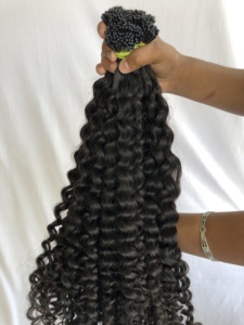 Top qualité supérieure brut indien Temple Remy vierge 24 ''crépus bouclés I pointe Extensions de cheveux donneur unique en gros fournisseur indien - Product Image 2