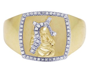 Anillo de moissanita con Cruz de Jesús para hombre, joyería de Hip Hop de plata esterlina S925 chapada en oro - Product Image 2