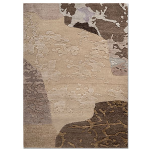 Tapis en laine noué à la main Aprezo beige marron AKWT-7017 (Cs-01) pour la maison, tapis abstrait rectangulaire pour salon, couloir, chambre à coucher - Product Image 1