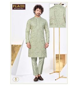 Kurta clásico bordado de seda suave para hombres elaborado con detalles finos para funciones especiales - Product Image 2