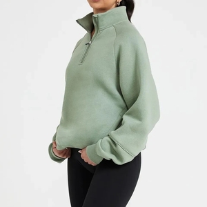 Sweat-shirt décontracté pour femme, manches longues, en coton pur de haute qualité, couleur unie, ample, poids lourd pour l'hiver - Product Image 2