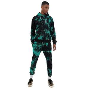 Conjunto de Sudadera con capucha de algodón grueso para correr unisex, patrón de tinte de corbata con logotipo de serigrafía personalizado, transpirable, temporada de invierno para adultos - Product Image 1