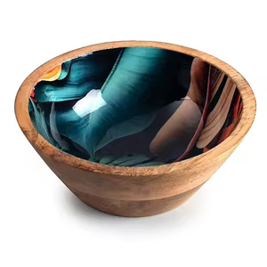 Bols de service écologiques en bois de manguier émaillé personnalisés, couleur naturelle, logo personnalisé, art moderne, antique pour la maison, le jardin, la table - Product Image 6