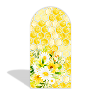 Housse en tissu en forme de nid d'abeille personnalisée, thème abeille, fond en tissu pour la décoration de fête d'anniversaire, pour événement festif