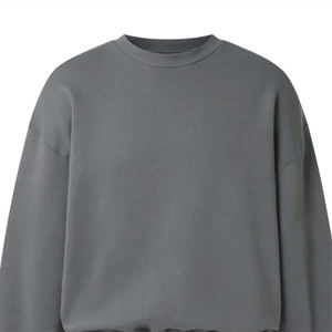 Sudadera Básica Unisex de Algodón, Cuello Redondo, Color Gris Sólido, Estilo Holgado, Felpa, Informal, Manga Larga, con Logotipo Personalizado - Product Image 3