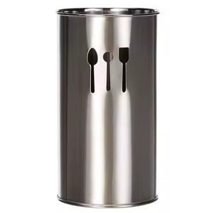 Stainless steel cutlery <b>holder</b> Organizer for <b>Cooking</b> <b>Spoons</b> Silverware Spatulas Stylish Metal Container - Product Image 1