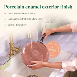 24cm Arcilla <strong>Ceramic</strong> Non-Stick Frying Pan with Steel Handle 1x Spatula Induction Safe Non-Toxic PFAS PTFE Free Terracotta <strong>Frypan</strong> - Product Image 5
