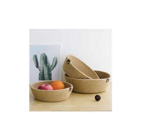 Lot de 3 petits paniers en plastique épais en jute Rangement mignon pour snacks en coin Style unique pour la cuisine Cadeaux d'affaires - Product Image 1