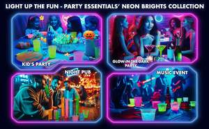 Paquete Combinado de Cubiertos Desechables de Plástico Biodegradable, Ecológico, Libre de BPA y Apto para Alimentos, con Diseños Brillantes de Neón para Fiestas - Product Image 6