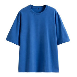 100% algodón, camiseta para hombre, ajuste holgado, camisetas blancas estampadas para hombre, camisetas lisas con cuello redondo de gran tamaño con hombros caídos - Product Image 5