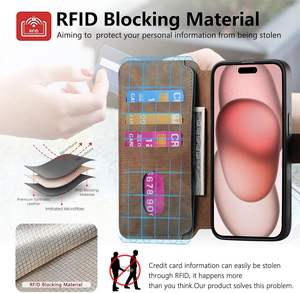 Étui de chargement sans fil 2 en 1 en cuir avec porte-cartes à fermeture éclair pour <span class=keywords><strong>iPhone</strong></span> 15 16 Pro Max 14 Plus 13 12 11 <span class=keywords><strong>XS</strong></span>, housse de sac détachable - Product Image 5