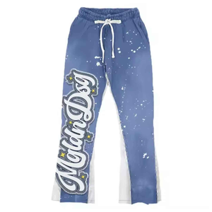 Bas prix 100% coton imprimé bouffant personnalisé crop top sweats à capuche pantalons de survêtement évasés survêtement élégant jogger ensemble pour hommes - Product Image 6