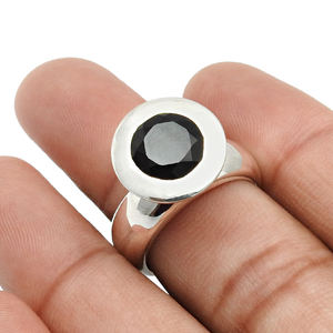2024 joyería personalizada de fábrica más Popular 925 plata esterlina Natural negro ónix piedra preciosa piedra redonda elegante aspecto anillo exportador - Product Image 3