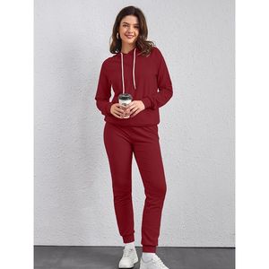 Survêtements de couleur personnalisée, best-seller avec panneau frontal uni, capuche, ensemble de survêtement de course pour femmes - Product Image 3