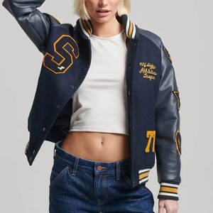 Chaqueta de Béisbol de Lana con Botones Cubiertos, Estilo Universitario, Bordado de Letras, para Mujer, Nueva Llegada, Gran Venta - Product Image 6