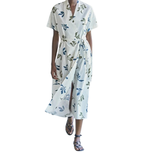 Vestido informal de diseño frondoso de talla grande fabricado en India para mujer Vestidos de tela cómodos y transpirables a la venta - Product Image 1