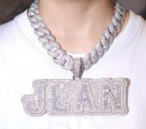 Pendentif diamant Moissanite rond blanc pendentif nom personnalisé en argent sterling 925 et autres bijoux en diamant - Product Image 2