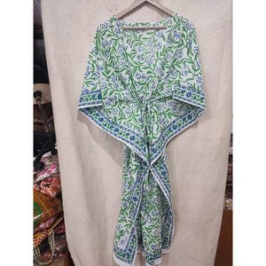 Kaftan élégant long imprimé pour femme, robe décontractée respirante avec taille élastique - Product Image 1