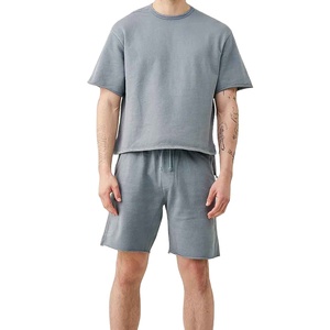 High Quality 360 Grams Heavyweight Acid Wash T-Shirt Short Set 2 Piece Jogger Set Breathable T-Shirt Short Cotton Set for Men - Product Image 1