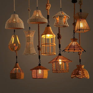 SET 12 JUTE LAMP SHADE ALL VINTAGE STYLE WHOLESALE - Product Image 5