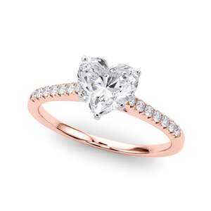 Solitario de diamante con corte de corazón con acentos Anillo de compromiso para mujer - Product Image 1