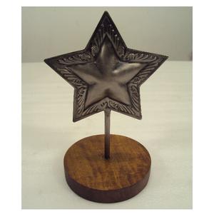 Décor de table étoile en verre vintage de couleur rose avec support en métal pour décoration de table de maison de noël - Product Image 3