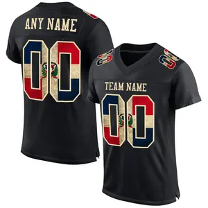 Maillots de football américain à manches courtes brodés, grande taille, noirs, respirants, antibactériens, séchage rapide, très demandés - Product Image 6