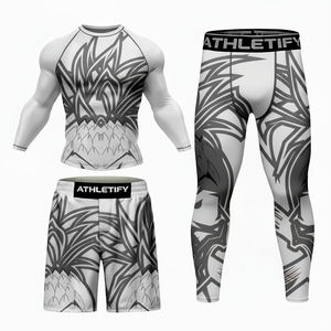 Conjunto Deportivo Sublimado de Compresión, Transpirable y de Secado Rápido, Unisex, Camiseta de Protección Solar, Pantalones Cortos y Mallas para Entrenamiento de MMA, Fitness y Running - Product Image 1