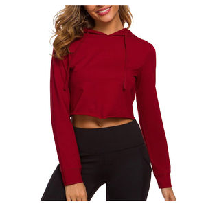 2025 Logo personnalisé dames pull à capuche haute qualité à manches longues haut court avec capuche pour Fitness tricoté conception de vêtements d'hiver - Product Image 2