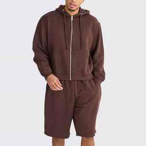 2026 <b>Men</b> Summer Solid Color Hoodie <b>Short</b> Set 2 Piece Custom Streetwear Breathable <b>Men's</b> Hoodies <b>Shorts</b> Set Cotton Breathable Set - Product Image 5