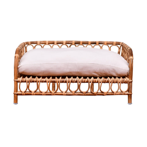 เตียงสัตว์เลี้ยงหวายสานมือเป็นมิตรกับสิ่งแวดล้อมเตียงสัตว์เลี้ยงสำหรับสุนัขพร้อมเบาะนุ่มของเล่นสัตว์เลี้ยงและอุปกรณ์เสริมขายส่งจากโรงงานเวียดนาม - Product Image 1