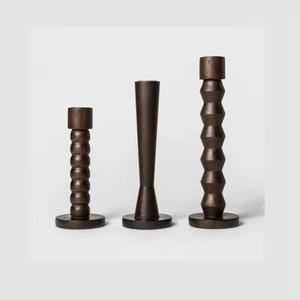 <b>Wooden</b> Decorative <b>Candle</b> Stand Walnut Colour Small Size <b>Candle</b> <b>Stick</b> Holder for Christmas and Wedding Decoration - Product Image 1