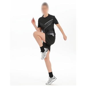 Regular Fit Breathable Casual Knitted Shirt <b>Shorts</b> Summer Training 2-Piece <b>Men's</b> Sports <b>Short</b> Sleeve Set - Product Image 2