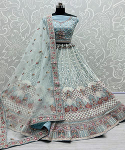 Precio al por mayor de moda de rayón algodón bordado secuencia de trabajo Lehenga Choli Dupatta indio pakistaní étnico prendas de vestir fiestas ropa - Product Image 1