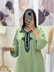 Green Traditional Muslim Crepe Abaya Long Sleeve Animal Print Breathable Ethnic Robe <b>Loose</b> Fit Women Islamic <b>Dress</b> for Daily - Product Image 3