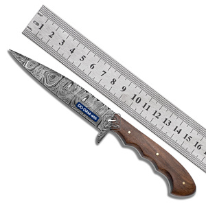 ปลอกหนังแกะลายนูนด้ามทำด้วยมือแกะใบมีดเหล็กดามัสกัสปรับแต่งได้ - Product Image 3