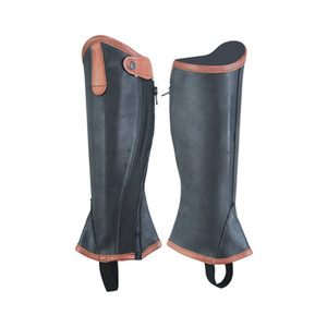 2025 Chaps de caballo occidentales de cuero de grano completo real impermeables y transpirables con cremallera curva Half Chaps - Product Image 2