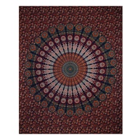 Tapisserie indienne avec housses d'oreiller, ensemble de literie taille Queen Size en coton