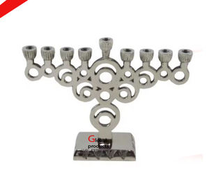 Candelabro de Hanukkah de 9 ramas con acabado de plata judía tradicional para el Templo del hogar - Product Image 5