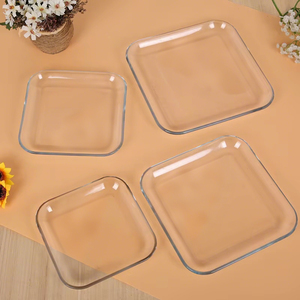 Hxglass Temperli Kare Yuvarlak Cam Tabak Mikrodalga Fırına Uygun Salata Meyve Tabağı Yemekleri Pişirme Tepsisi Barbekü Gereçleri - Product Image 6