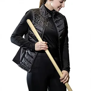 Women's Navy Comfortable Quilted Puffer Vest <b>Lightweight</b> Zip Front Polyester/Nylon High Quality Outerwear for Equestrian Use - Product Image 2