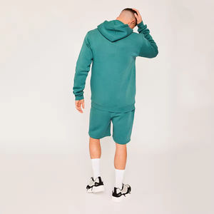 2025 ropa de calle de verano personalizada para hombre, conjunto de pantalones cortos y Sudadera con capucha de 2 piezas, Color sólido transpirable de talla grande, servicio OEM - Product Image 2