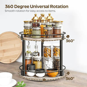 360 Degree <b>Rotatable</b> Metal Condiment <b>Rack</b> Organizer Spice <b>Storage</b> <b>Rack</b> for Home Kitchen for Seasoning Holder Spice Jar Wholesale - Product Image 2