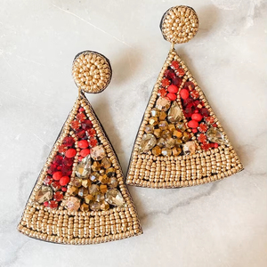 Pendientes de cuentas hechos a mano, pendientes colgantes llamativos, joyería de moda elegante y personalizada de la India - Product Image 1