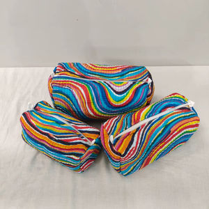 Juego de 3 Bolsas de Maquillaje Acolchadas de Algodón con Estampado Floral y Cierre de Cremallera - Ligeras para Viaje, Organizador en Tamaños Pequeño/Mediano/Grande - Product Image 1