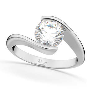 Bague de fiançailles en or blanc 14 carats avec diamant solitaire 1,50 ct - Sertie à tension - Product Image 1
