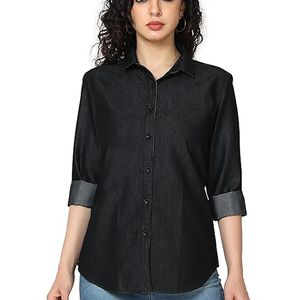 เสื้อยีนส์ผู้หญิงดูแลรักษาง่ายเสื้อยีนส์ผู้หญิงแบบมีรอยยับทนทานเสื้อยีนส์เนื้อนุ่มสัมผัสเรียบลื่น - Product Image 4