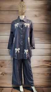 Malaisie nouvelle version modeste cordon floral ensemble vêtements Denim Blouse pantalon deux pièces manches longues femmes Coord ensembles en gros inde - Product Image 3