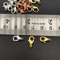 Connecteur mousqueton plaqué argent 925 de 12 mm pour la fabrication de bijoux, finitions Or/Argent/Or rose/Laiton nu, lot de 5 pièces en forme de goutte, nickel